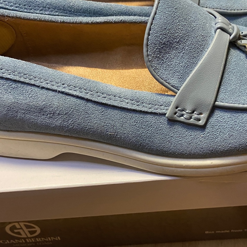 Giorgio Brutini Sky Blue Suede Slip-Ons - Picture 6 of 11